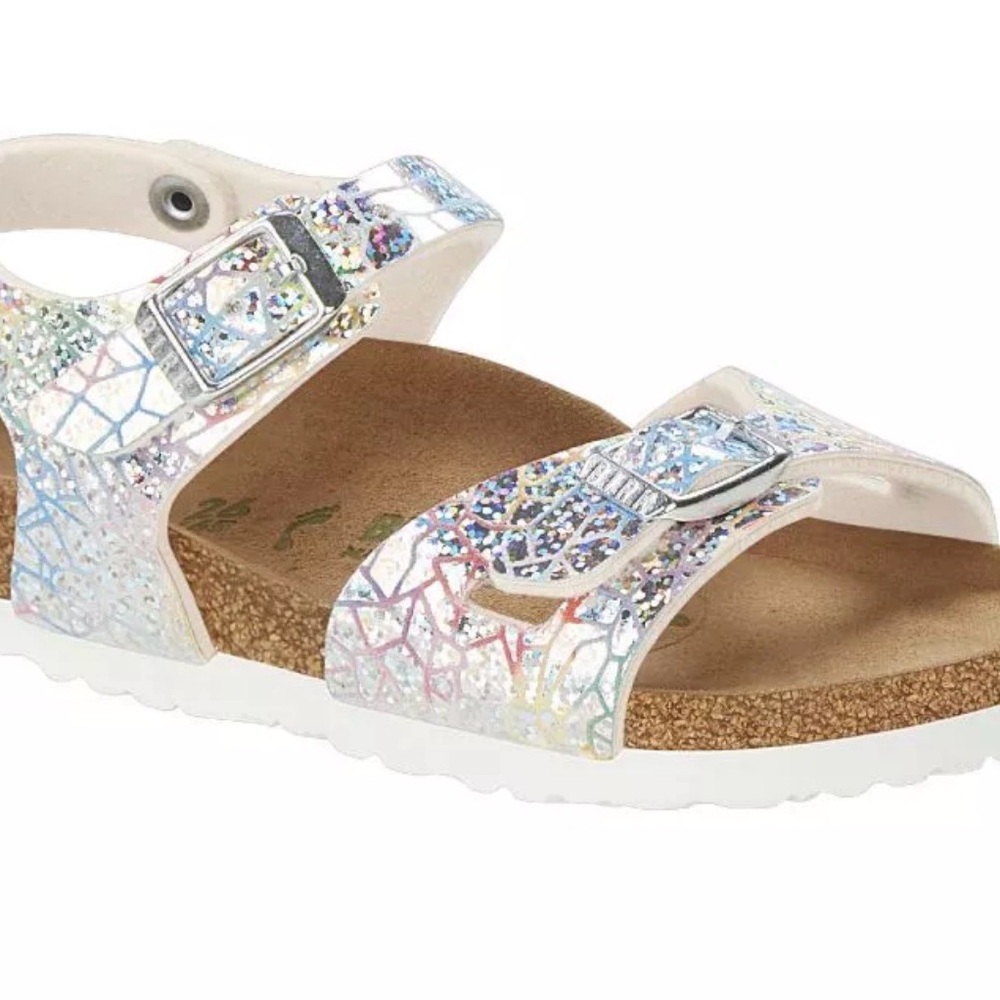 Birkenstock Kids Iridescent Holographic Glitter Sandals - size 34